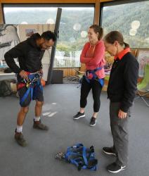 Alex showing me my abseiling harness